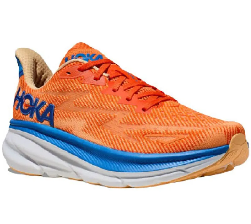 Hoka One One Men's Clifton 9 Vibrant Orange/Impala - WIDE-2